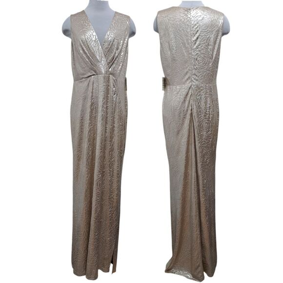 Anne Klien Floral Print Maxi Dress Pale Gold S 12 NWT - Picture 3 of 15